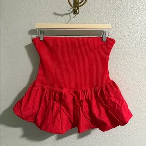 Red Women's bubble crop top